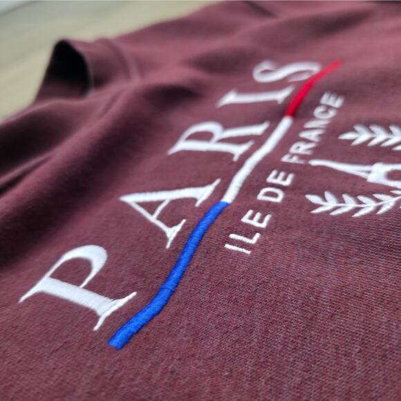 Paris Tour D'Or Ile De France Maroon Pullover Crewneck Sweatshirt Women Sz M - Picture 8 of 13